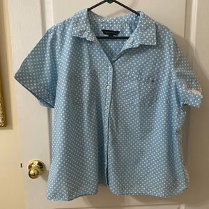 Tommy Hilfiger blouse. Blue with white polka dots. 1X